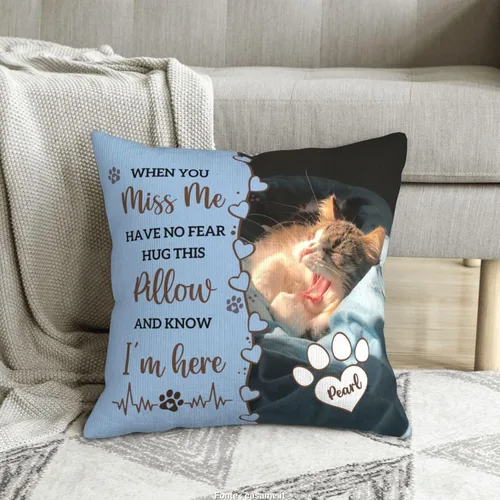 Vista 5 de Almohada Decorativa Conmemorativa Personalizada para Mascotas con Foto, Regalo de Condolencias por Pérdida de Perro/Gato, Regalos de Recuerdo