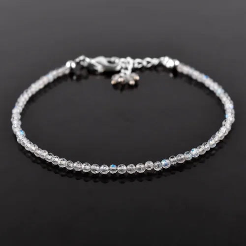 Vista 75 de Natural Gemstone Micro Round Beads Dainty Choker Bangle Bracelet, Handmade Jewelry for Women, Healing Chakra Crystals Silver Plated Chain 8 inch