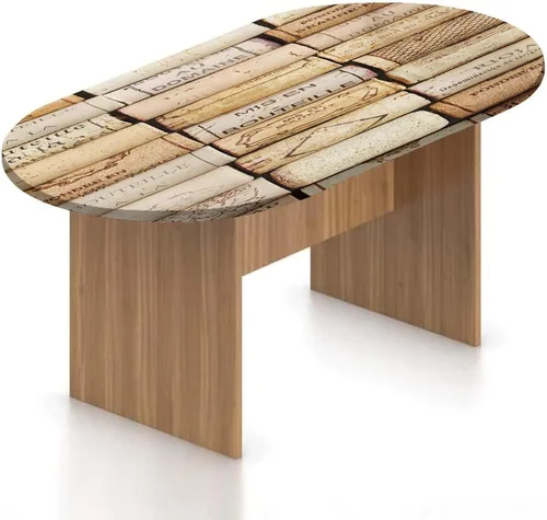 Vista 11 de Mantel ajustable ovalado, con bordes elásticos de poliéster, mantel de mesa con estampado gourmet francés, se adapta a mesas ovaladas de hasta 36 x
