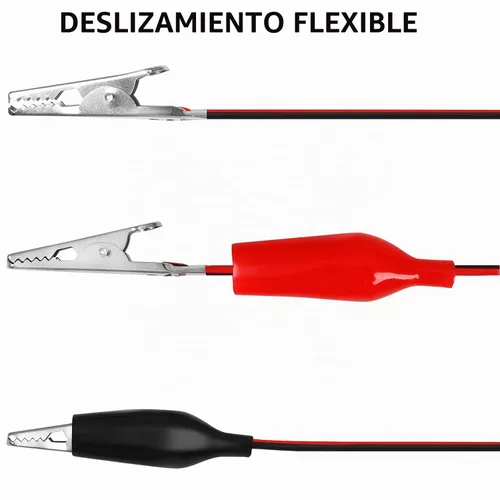 Vista 5 de 4 grupos de 1M de clips de cocodrilo eléctricos, cables de prueba aislados con clips de cocodrilo, cables de puente de doble extremo estampados