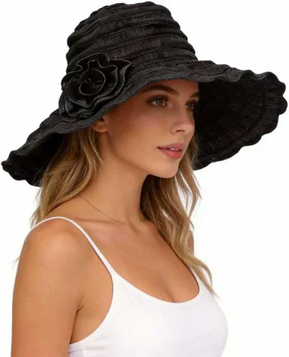 Vista 7 de FORBUSITE Sombreros de sol plegables vintage para mujer, para playa, jardín, viajes, protección UV