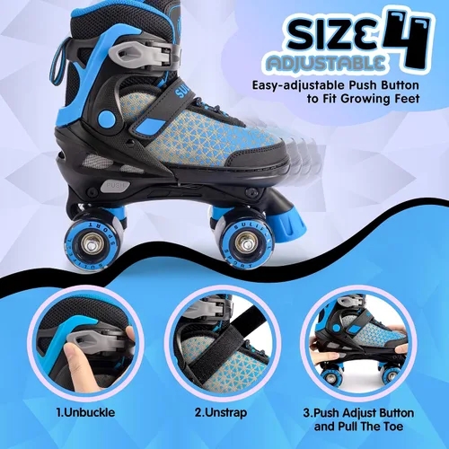 Vista 2 de SULIFEEL Patines para niñas y niños, 4 tallas ajustables con ruedas iluminadas, patines seguros y divertidos para niños, mejor regalo