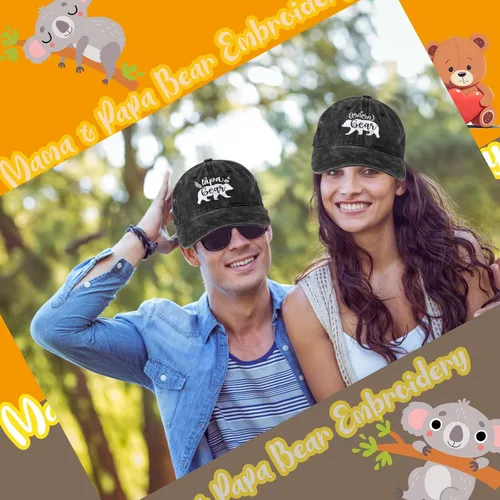 Vista 7 de Liitrsh Paquete de 2 sombreros bordados para papá y mamá oso para hombre, sombrero ajustable para papá y mamá, sombrero divertido lavado