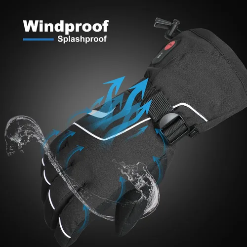 Vista 4 de Heated Gloves, Unisex Winter Ski Glove, Rechargeable Electric Heating Mittens for Skiing Snowboarding Snow Hiking Hunting Winter Outdoor