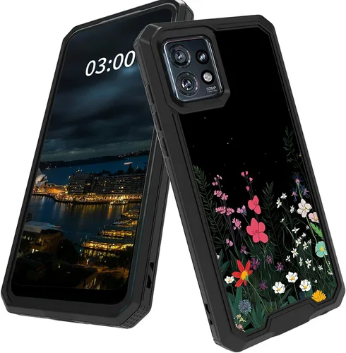 Vista 21 de Funda para Motorola Edge Plus para Moto Edge Plus 2023 con diseño de patrón de mariposa artística a prueba de caídas de policarbonato duro de doble