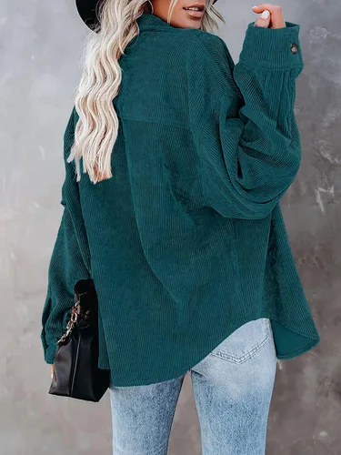 Vista 18 de ZOLUCKY Chaqueta de manga larga con botones para mujer, talla grande, blusas