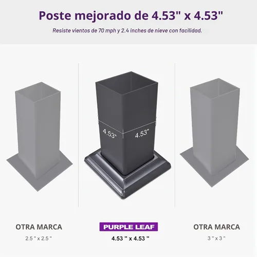 Vista 3 de Pérgola PURPLE LEAF con listones de 8 x 10 pies para exteriores con sistema de drenaje