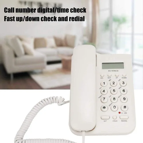 Vista 4 de Teléfono fijo, DTMF/teléfono con cable con pantalla de identificación de llamada/conjunto de números/función de redireccionamiento para el hogar