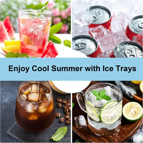 Vista 7 de 2 bandejas de silicona para cubitos de hielo, flexible y conveniente, bandeja de hielo cuadrada de silicona de 14 celdas para el hogar, bandeja
