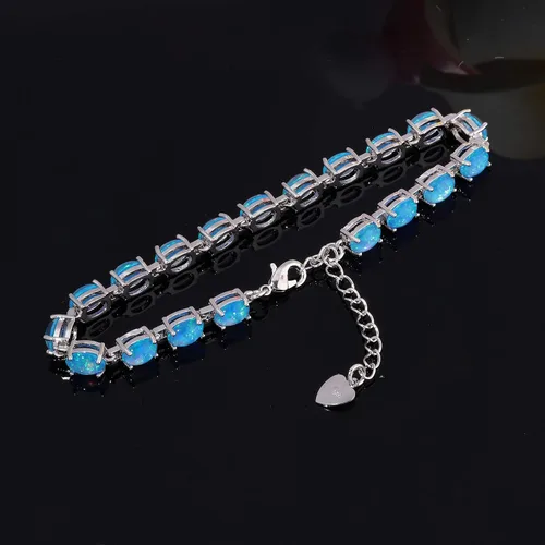 Vista 3 de CiNily Pulsera chapada en rodio de ópalo de fuego para mujer, regalo de boda, 8.5 pulgadas