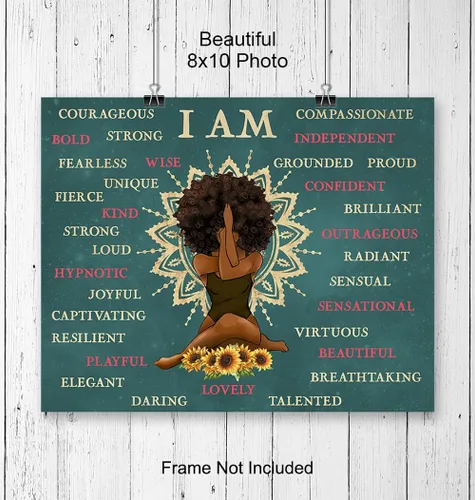 Vista 4 de Arte y decoración de pared de mujeres negras afroamericanas, decoración de pared inspiradora motivacional, póster de afirmaciones positivas