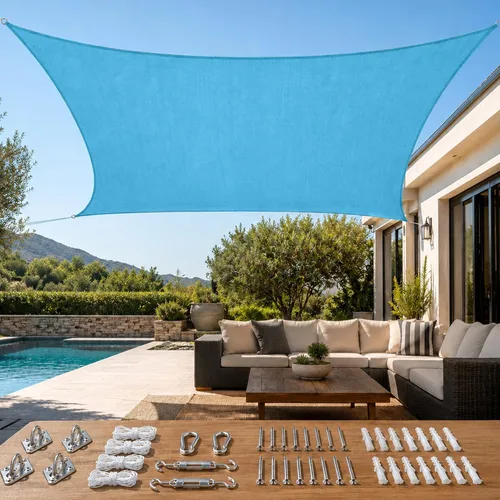 Vista 9 de Quictent Toldo rectangular de polietileno de alta densidad de 6.53 oz, 98% de bloqueo UV, para patio, jardín, cubierta comercial con kit de Marrón