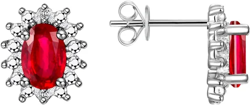 Vista 9 de Rylos Aretes tipo dormilona de plata de ley 925, ovalados y diamantes de 0.236 x 0.157 pulgadas, exquisitas joyas de piedra
