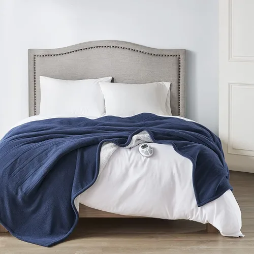 Vista 27 de Serta - Manta de vellón sherpa reversible, ultrasuave y tejida, manta térmica, manta eléctrica; cómoda, agradable y abriga y protege del frío