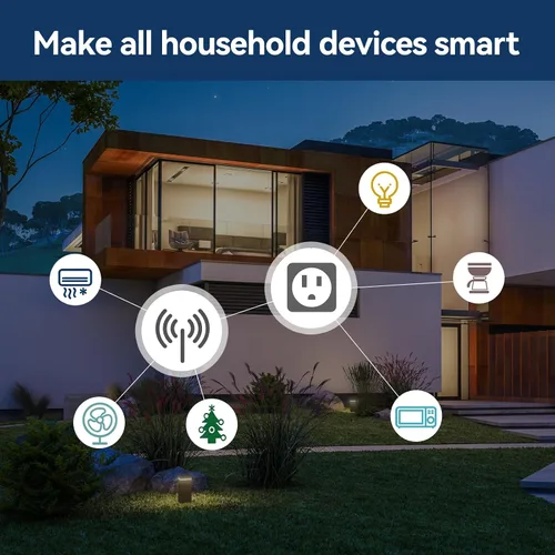 Vista 7 de Paquete de 2 enchufes inteligentes, salidas WiFi compatibles con Alexa y Google Assistant, 15 A/1800 W Max, enchufe inteligente con temporizador