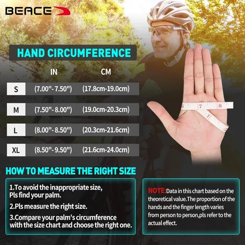 Vista 6 de BEACE Guantes para ciclismo, ciclismo, bicicleta de carretera de medio dedo para hombres y mujeres, 0.197 in, transpirable, antideslizante