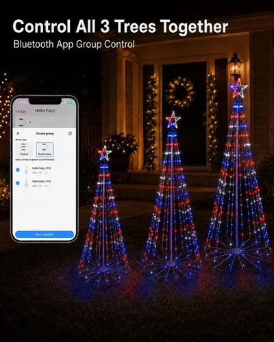 Vista 2 de Probro 3 luces inteligentes para árbol de Navidad para exteriores, 4 pies