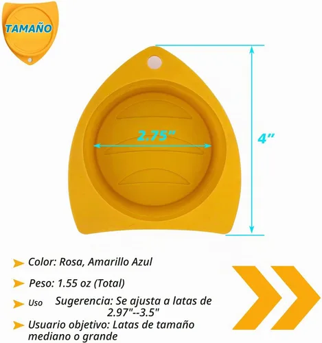 Vista 6 de Paquete de 3 tapas para latas de comida para perros y gatos, tapas elásticas de silicona para latas de comida para mascotas, reutilizables