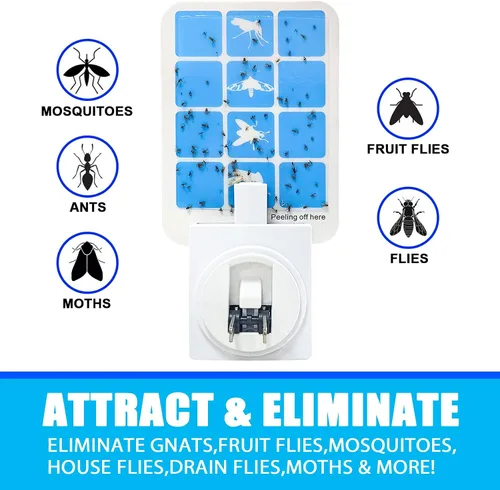 Vista 3 de Trampa de Insectos con Luz Azul para Interior, Trampa de Mosquitos para Casa, Trampa de Moscas para Frutas, Polillas y Mosquitos, Trampa de Insectos