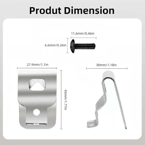 Vista 2 de N268241 N086039 Clips de cinturón 304 Clips de taladro de acero inoxidable Ganchos de herramientas para herramientas eléctricas Dewelt 20V