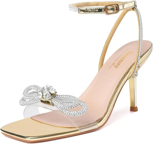 Vista 32 de Susanny - Zapatos de tacón bajo con strass para mujer, con punta puntiaguda, de tacón kitten, con cierre, ajustables, con correa, para vestido