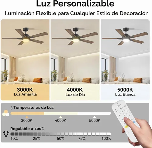 Vista 5 de cumilo Ventiladores de techo inteligentes de 52 pulgadas con control remoto de luces, motor de CC silencioso, ventilador de techo moderno