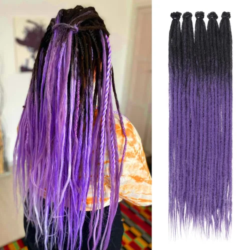 Vista 48 de Leeven Extensiones de Rastas Sintéticas de Doble Punta de 24 Pulgadas 30 Hebras Rastas Boho 613 Rubio 3 Estilos Mixtas Onduladas Rizadas DE Rastas