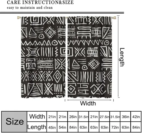 Vista 7 de BAEKJIN Cortinas opacas africanas, color blanco y negro, abstracto, geométrico, africano, tribal, escritura, étnico, para hombres, niños