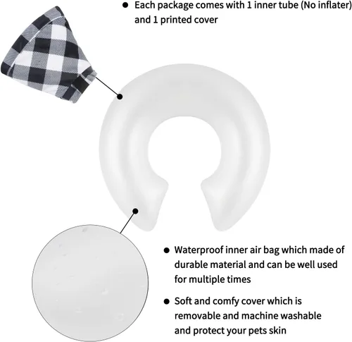 Vista 5 de CuteBone Cono Inflable para Perros con Fundas de Forro Polar Suave Extraíbles para Perros Pequeños/Medianos/Grandes y Gatos Collar de Dona
