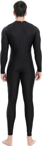 Vista 3 de speerise Body de elastano para hombre, de manga larga, unitardo, con cremallera, leotardo para baile