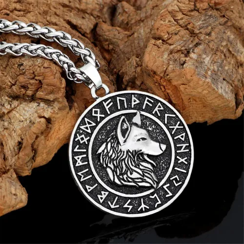 Vista 2 de Leprato Collar vikingo nórdico, amuleto de runa vikinga nórdica, dije de amuleto vikingo, regalo de joyería para hombres y mujeres