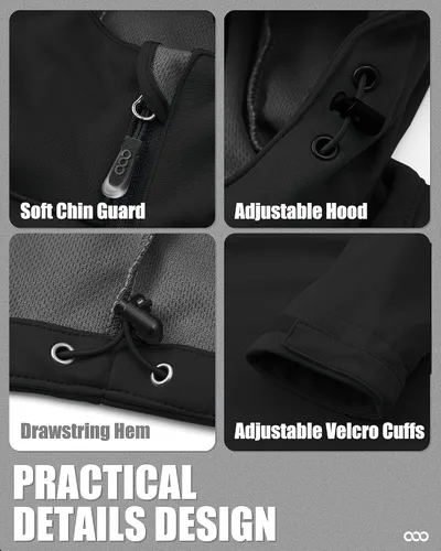 Vista 5 de 33,000ft - Chaqueta de softshell para hombre con capucha, impermeable, rompevientos, ligera, para lluvia, exterior, senderismo, viaje