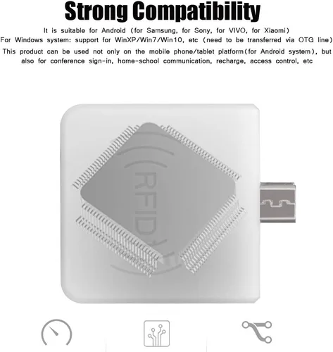 Vista 3 de Lector de tarjetas inteligentes sin contacto portátil, interfaz USB macho, IC/ID versión dual, lectura rápida de 0.2s, para PC, teléfono, tableta