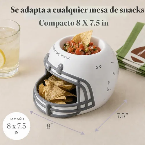 Vista 8 de Mud Pie Chip y tazón de la inmersión del casco del fútbol, platos de servir