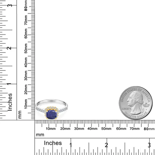 Vista 3 de Gem Stone King Anillo de plata de ley 925 con diseño de lapislázulis GH azul de 163 quilates con puntas de oro amarillo de 10 quilates