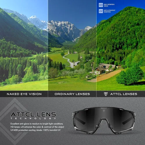 Vista 5 de ATTCL Gafas de sol de ciclismo de lujo para hombres y mujeres, gafas deportivas, protección UV 400 para ciclismo, esquí, conducción
