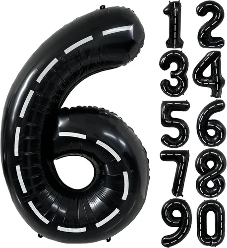 Vista 190 de Globos gigantes de helio de aluminio de 40 pulgadas, color negro, globos digitales grandes del número 0 para decoración de fiesta de cumpleaños