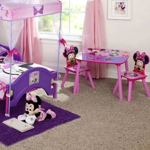 Vista 5 de Delta Children - Juego de mesa y sillas para niños con diseño de Disney Minnie Mouse, set de 3 piezas (incluye 2 sillas) - Ideal para hacer