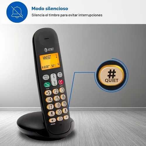 Vista 5 de AT&T Teléfono inalámbrico EL1101 DECT 6.0 Identificador de llamadas, teclado iluminado, pantalla LCD, altavoz dúplex completo, modo ECO, modo