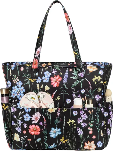 Vista 23 de Bluboon - Bolsa de playa impermeable para mujer, extra grande, con compartimento húmedo, para llevar de fin de semana, bolsa de piscina para viajes