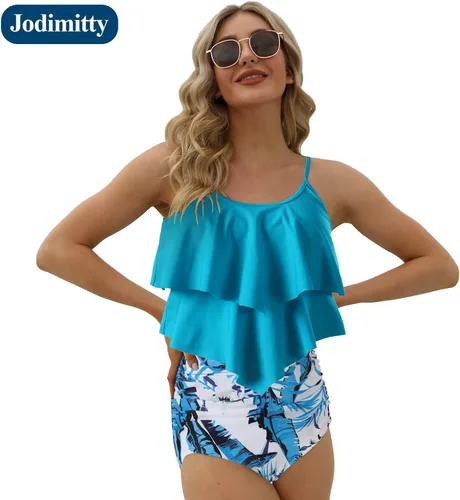 Vista 6 de Jodimitty 2 Piece High Waisted Tummy Control Bathing Suit Tankini for Bikini Set