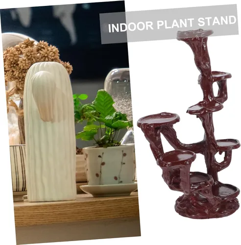 Vista 9 de Yardwe Elegante soporte de planta de resina elevada para maceta, base estable para soporte de bonsái de resina