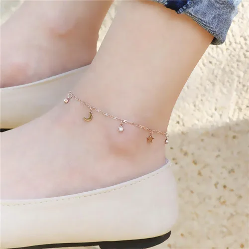 Vista 3 de Tobillera para mujer, cadena de acero inoxidable, pulsera de tobillo para playa, joyería ajustable