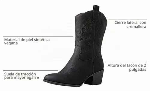 Vista 3 de GLOBALWIN Cowboy Boots for Women, Mid-Calf Western Style 19YY17negro