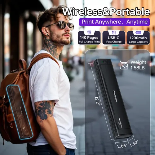 Vista 7 de Phomemo Impresora de plantillas de tatuaje actualizada, TP81 impresora de tatuaje Bluetooth con 10 piezas de papel de transferencia, compatible