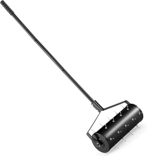 Vista 9 de IRONMAX Aireador de césped rodante, herramienta de empuje manual para despachar el suelo con mango ergonómico, herramienta de césped aireador