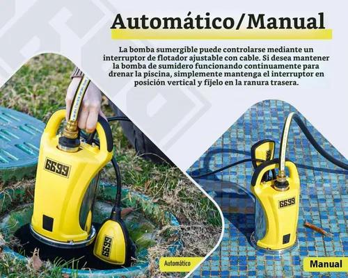 Vista 3 de Bomba de agua sumergible de 1/2 HP 2500 GPH Bomba de sumidero de acero inoxidable con interruptor de flotador ajustable para drenar el agua
