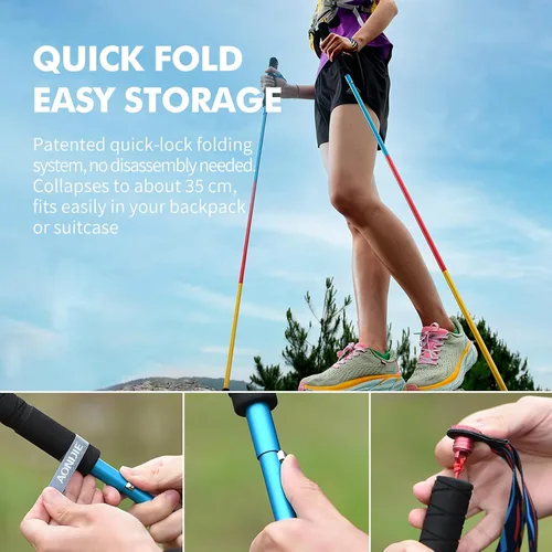 Vista 5 de AONIJIE Trekking Poles 2-Pack - Anti-Shock Ultra-Light Collapsible Walking & Hiking Sticks for Trail Running, Backpacking, Camping