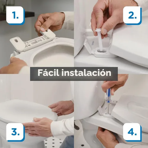 Vista 7 de Gerber Asiento de inodoro alargado con tapa, cierre suave, sin golpe, instalación rápida y fácil, plástico resistente, ajuste ajustable