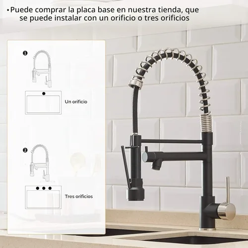 Vista 3 de AIMADI Kitchen Sink Faucet with Pull Down Sprayer,Matte Black Grifo de cocina de acero inoxidable sin plomo, con un solo mango, para cocina, bar